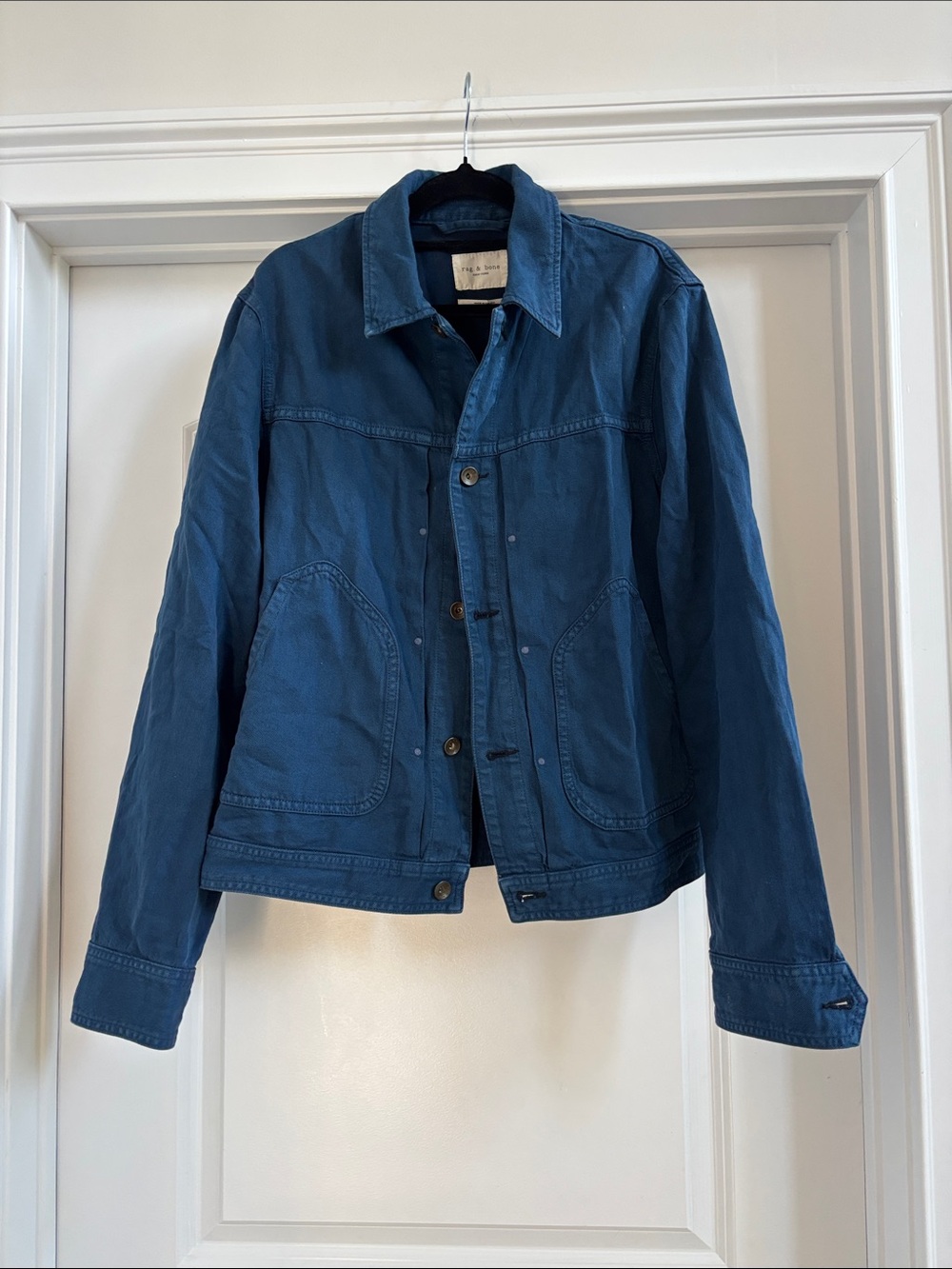 Rag & Bone Blue Button-Up Cotton Jacket